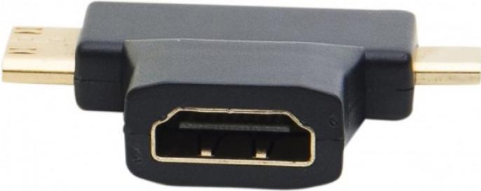 Image du produit Exertis Connect Adaptateur HDMI, en forme de T, Mini/micro HDMI mâle vers HDMI femelle (Micro HDMI, Mini HDMI)