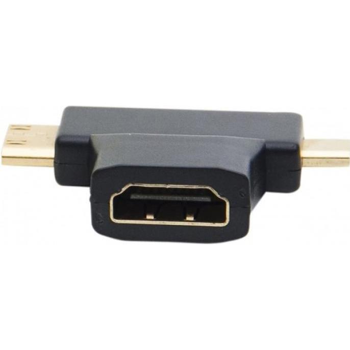 Exertis Connect HDMI adapter, T-förmig, Mini/micro HDMI Stecker zu HDMI Buchse (Mini HDMI, Micro HDMI), Data + Video Ada...