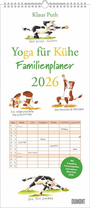 Produktbild YogafürKüheFamilienplaner2026-Wandkalender-Familien-Kalendermit6Spalt (22 x 49 cm)