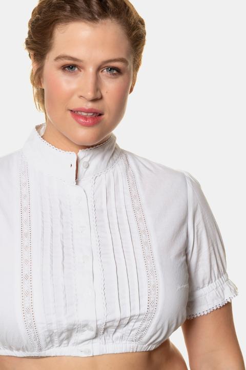 Produktbild Ulla Popken Dirndlbluse, Biesen, Spitze, Stehkragen, Halbarm (56)