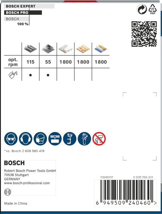 Valori nutrizionali e ingredienti Bosch Professional Zubehör Sega a tazza PRO Multi Material PC Plus, 76 mm (76 mm)