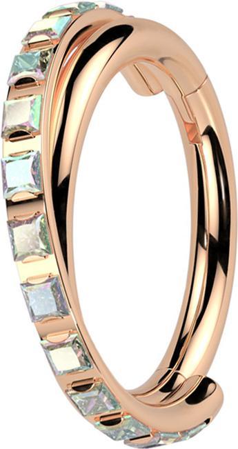 Immagine prodotto Star Piercing Micro Segmentring klappbar rosegold gekreuzt seitlich quadratische Kristalle multicolor (senza ottone, Titanio)