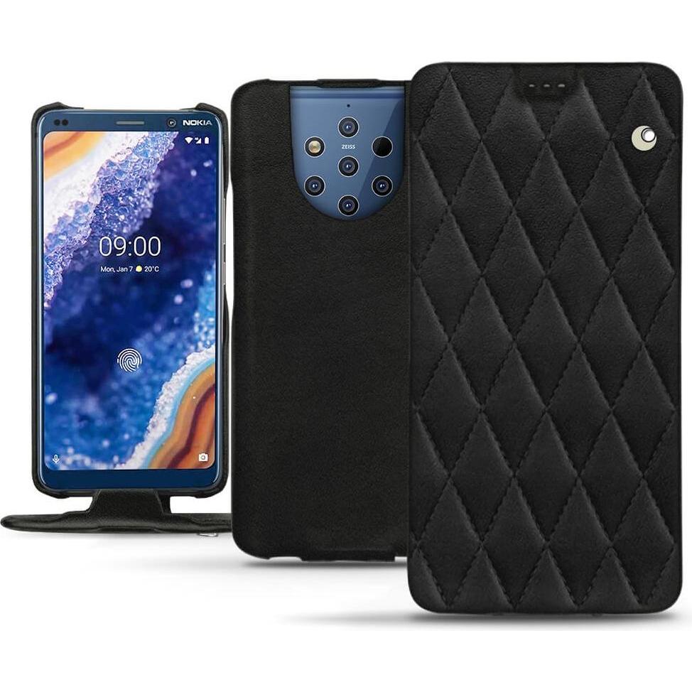 Noreve Lederschutzhülle vertikal (Nokia 9 PureView), Smartphone Hülle, Schwarz