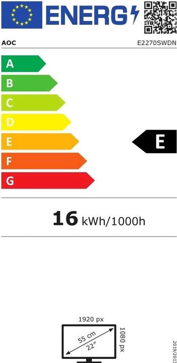 Label énergétique AOC E2270SWDN (1920 x 1080 pixels, 21.50")