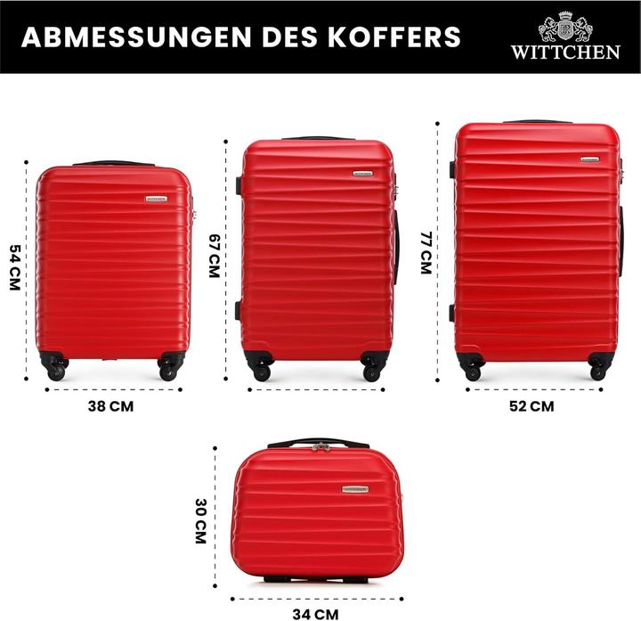 Image du produit Wittchen Set de 4 valises avec roulettes et cadenas, incluant une trousse de beauté