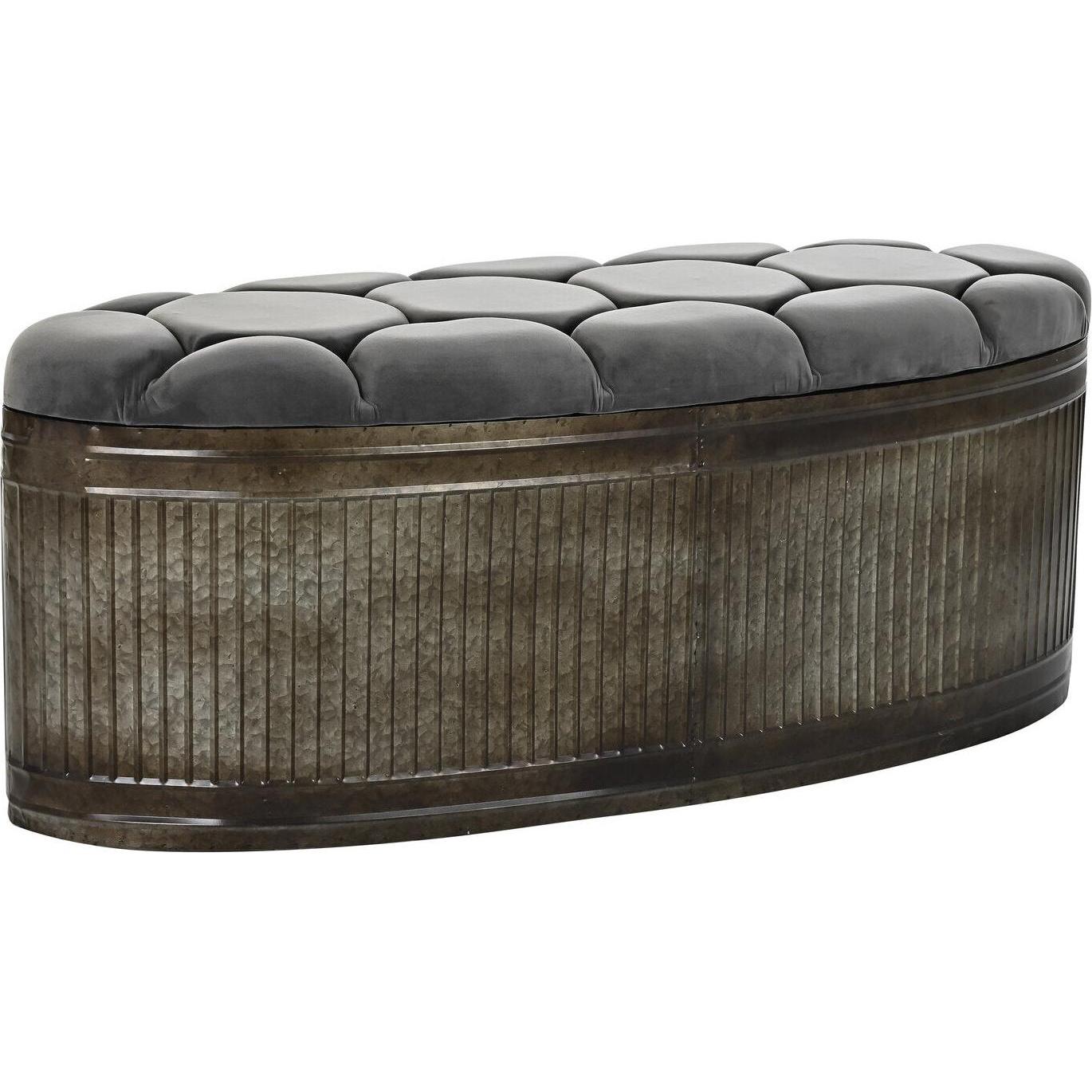 DKD Home Decor, Sgabello + Pouf, Bench Grey Metal 117 x 42 x 47 cm