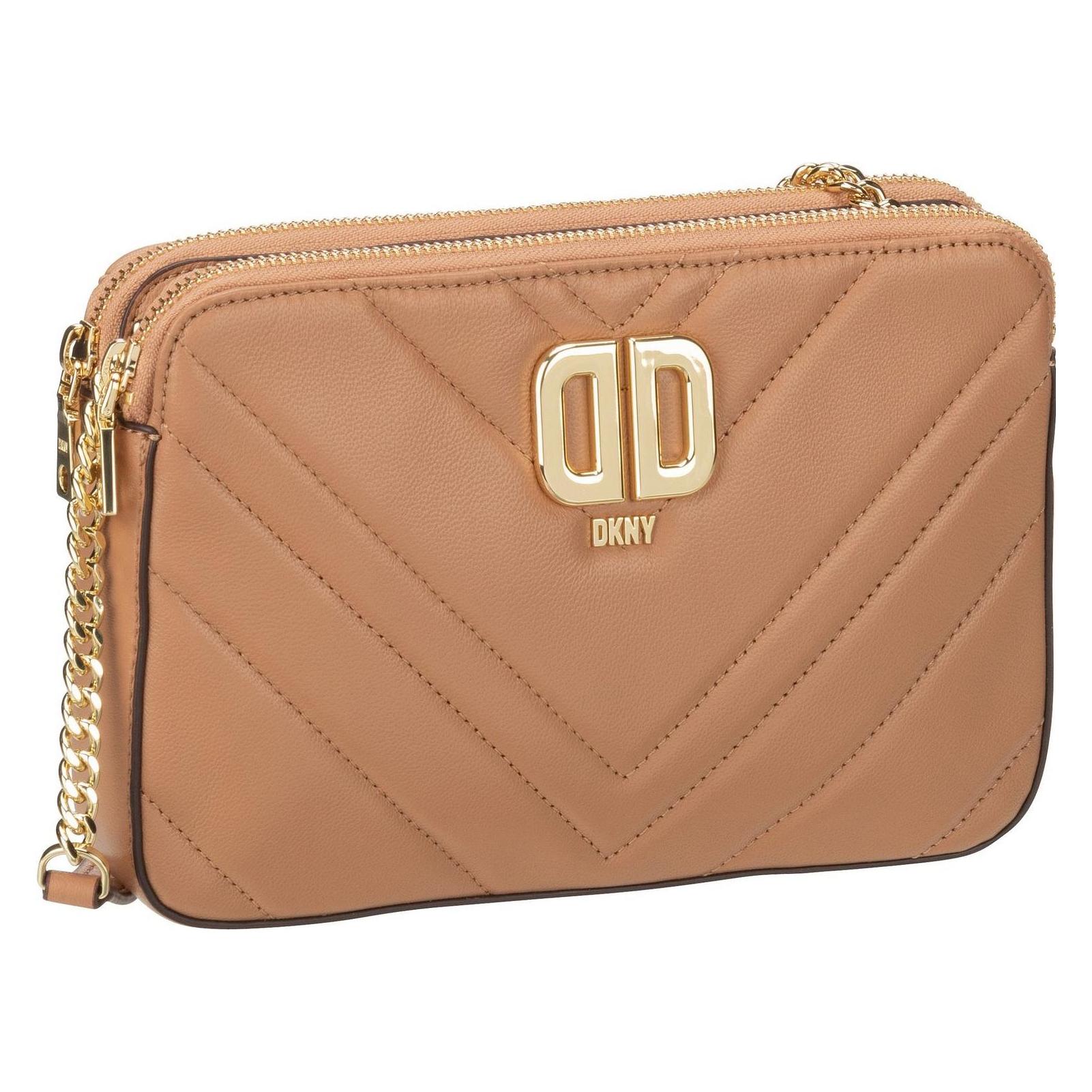 Dkny, Damen, Handtasche, Umhängetasche Delphine Lamb Double Zip Crossbody, Braun