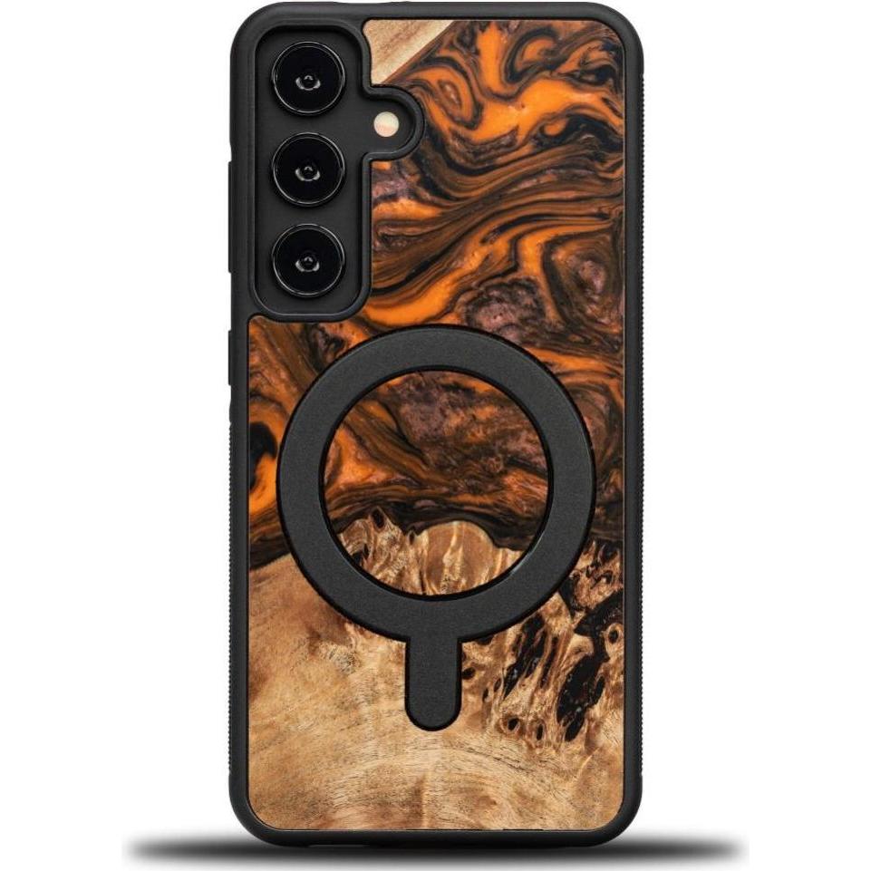 Bewood Unique MagSafe Orange wood and resin case orange and black (Samsung Galaxy S24), Smartphone Hülle, Orange