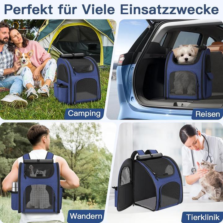 Produktbild Markenlos Hunderucksack bis 10kg mit Netzfenster (Hund, Katze, Atmungsaktiv, Faltbar)