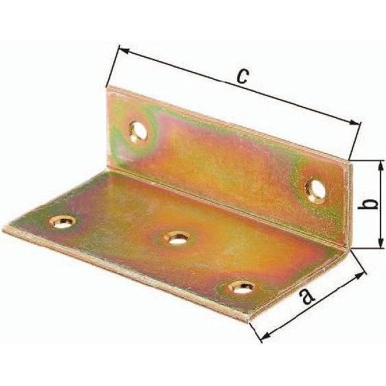 GAH, Baubeschläge + Holzverbinder, Breitwinkel Mass a 60 mm galvanisch gelb verzinkt gleichschenklig (Breitwinkel, 25 St...