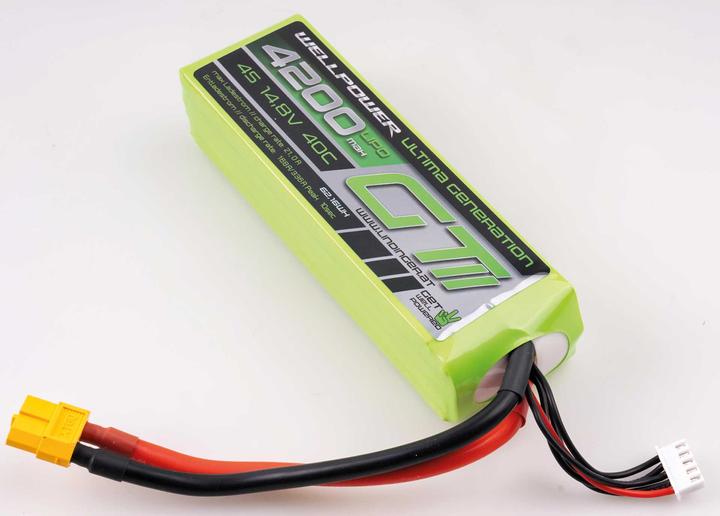 Actual product image Wellpower LIPO AKKU ULTIMA GT II 4200 MAH / 14,8 Volt 4S 40/80C CH5/8 XT-60 (14.80 V, 4200 mAh)