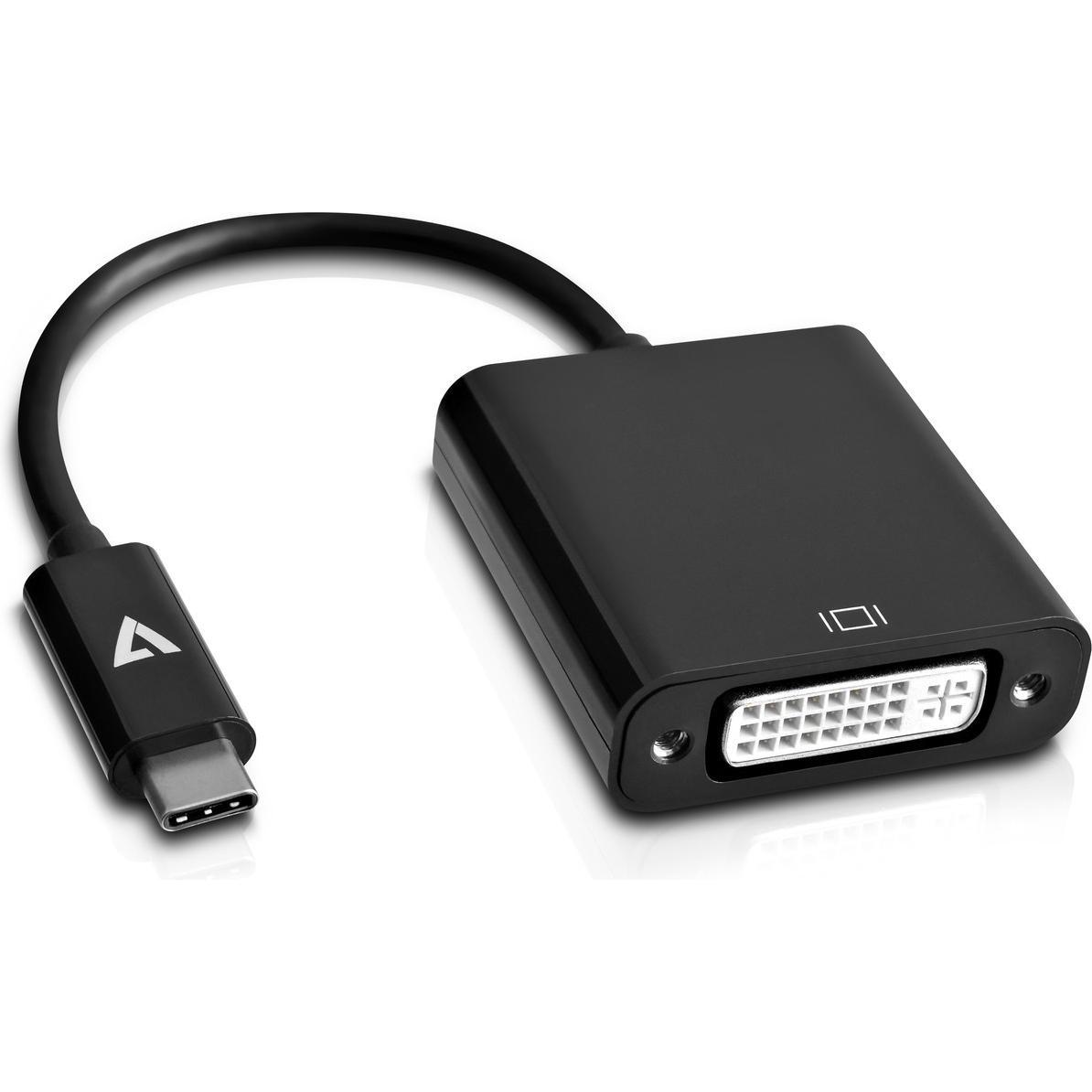 V7 USB-C zu (DVI, 24 cm), Data + Video Adapter, Schwarz
