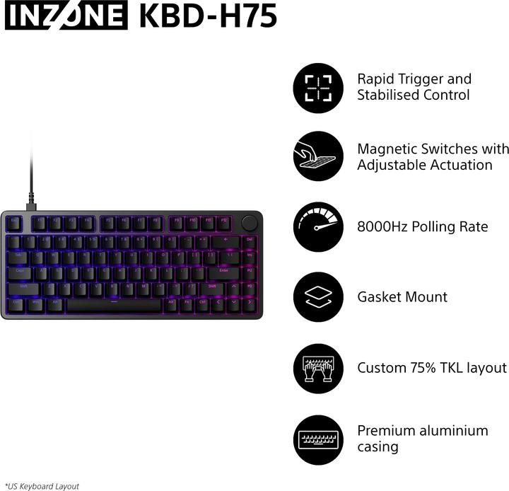Produktbild Sony Inzone KBD-H75 (US, Kabelgebunden)