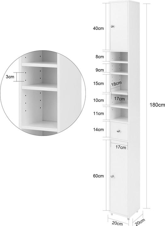 Produktbild SoBuy Bad Hochschrank (20 x 20 x 180 cm)