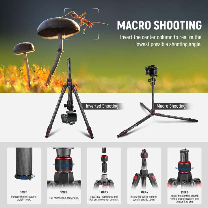 Actual product image Neewer New Carbon Fiber Camera Tripod Monopod & Ball Head (Carbon)