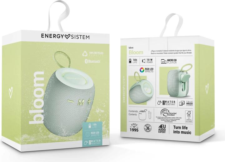 Produktbild Energy Sistem | Portable Bluetooth Speaker | Bloom | 10 W | Bluetooth | Mint | Portable | Wireless connection (18 h)