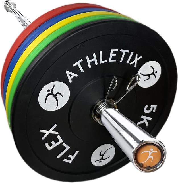 Immagine prodotto FlexAthletix Set di piastre paracolpi e bilanciere (2 x 5 kg, 2 x 15 kg, 2 x 10 kg, 2 x 20 kg)