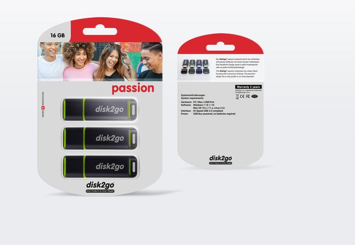 Produktbild Disk2go Passion 2.0 3-Pack (16 GB, USB-A)