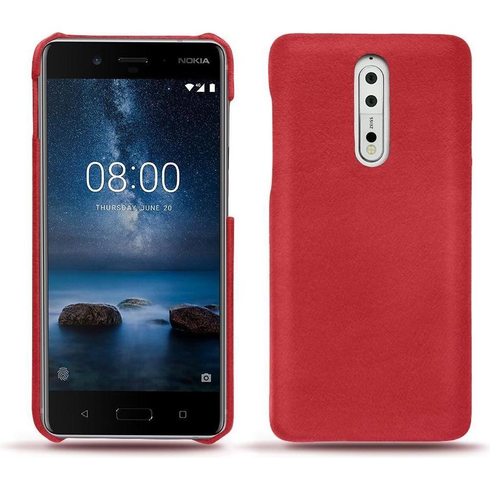 Noreve Lederschutzhülle (Nokia 8), Smartphone Hülle, Rot