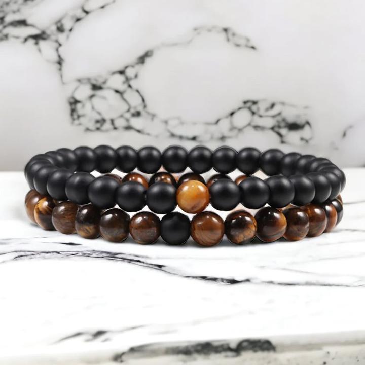 Produktbild Cbx Elastisches Perlen Armband Tigeraugen (Malachit, Bimsstein)
