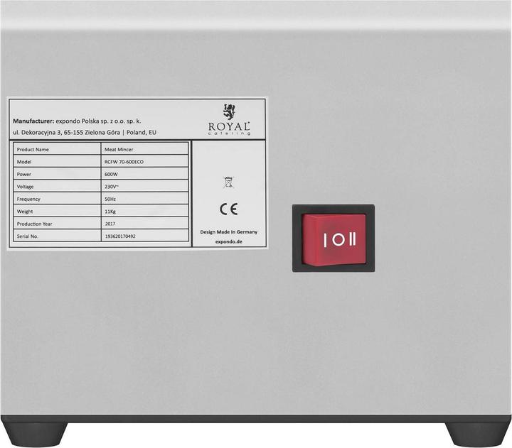 Actual product image Royal Catering Stainless Steel Meat Mincer - Return Flow - 70 kg/h