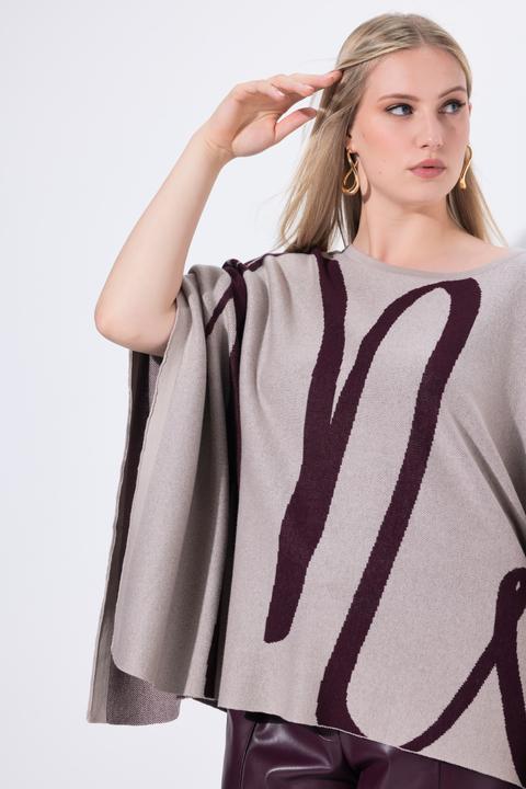 Produktbild Ulla Popken Strick-Poncho, Pinselstrich, Overzized, Rundhals (42, 48)