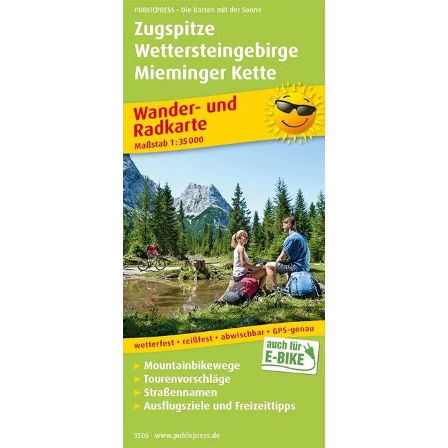 Zugspitze - Wettersteingebirge - Mieminger Kette. Wander- und Radkarte 1 : 35 000 35000, Landkarte