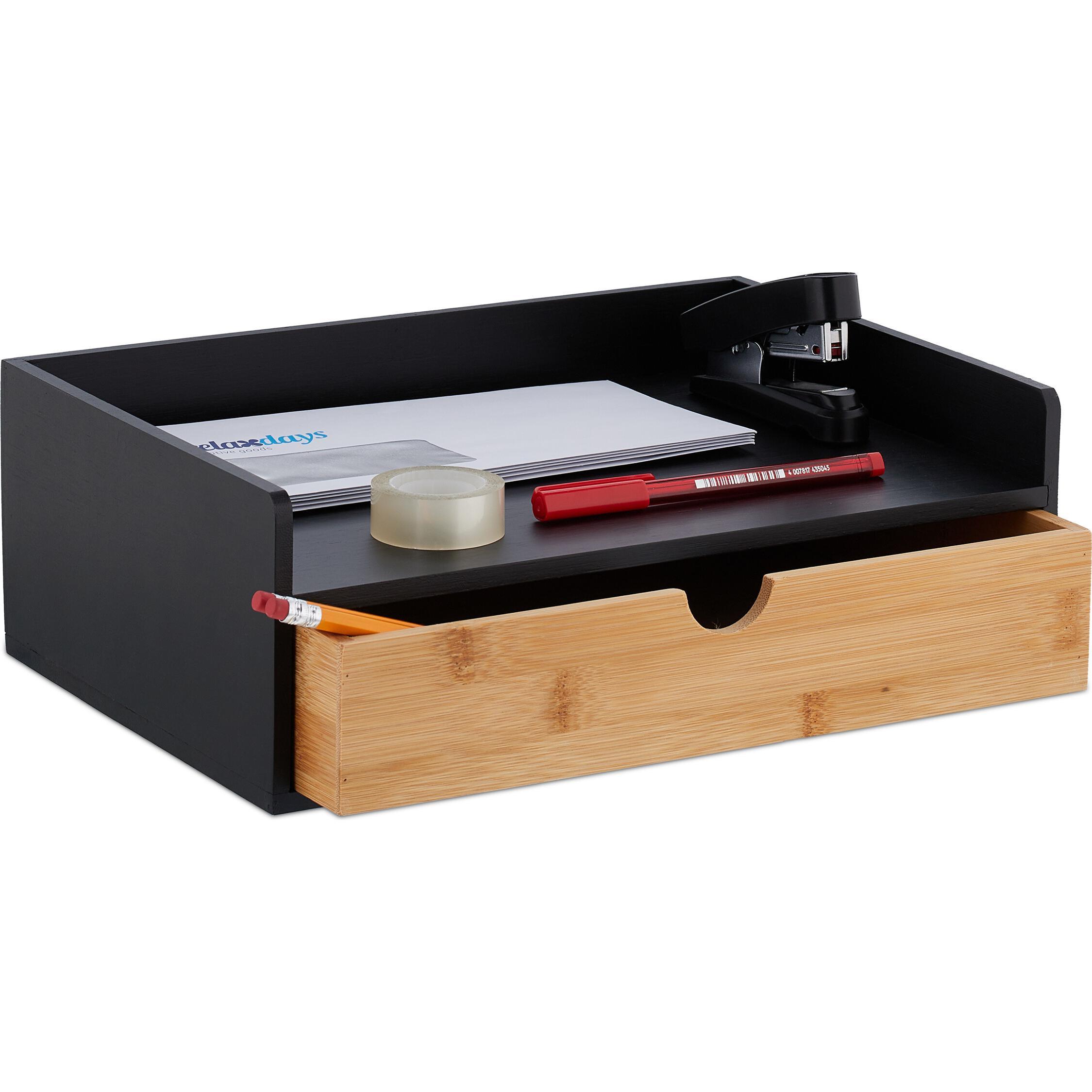 Organiseur Bureau 3 Compartiments Relaxdays - Maille Métal Anthracite 10x18,5x9,5 Cm