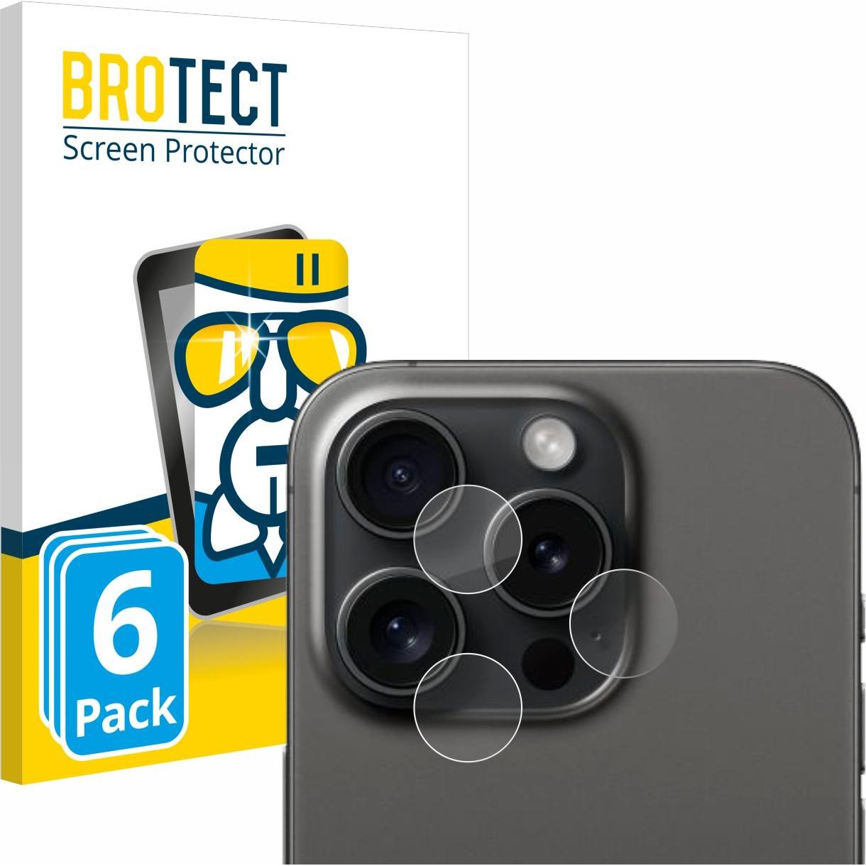 BROTECT AirGlass Panzerglasfolie (6 Stück, Apple iPhone 15 Pro), Smartphone Schutzfolie, Transparent