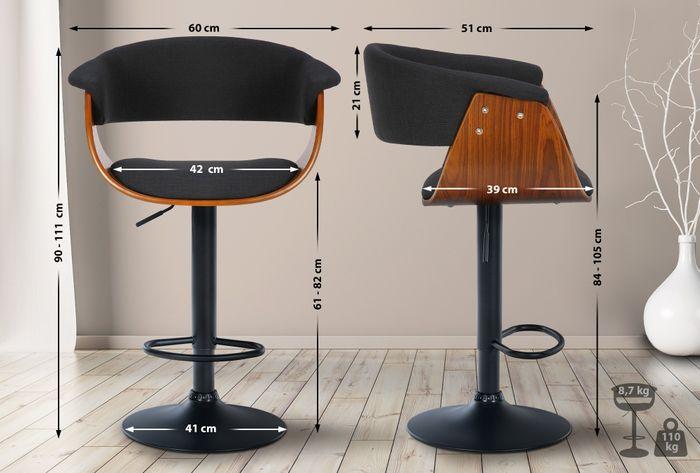 Actual product image Swisshandel24 Set of 2 bar stools Vestal fabric, walnut/black