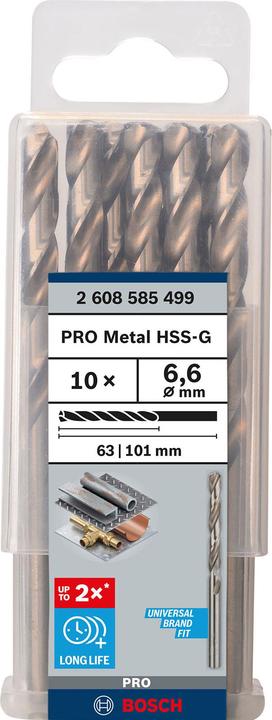 Produktbild Bosch Professional Zubehör PRO Metal HSS-G Spiralbohrer, 6,6 x 63 x 101 mm (6.6 mm)