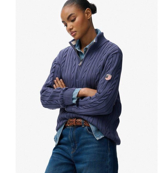 Image du produit Superdry Pull à demi-zip en maille torsadée décontracté femme (L)