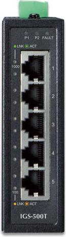 Actual product image Planet IGS-500T Network Switch Unmanaged L2+ Gigabit Ethernet (10/100/1000) Black (5 ports)