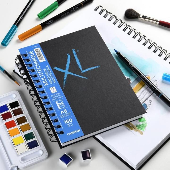 Actual product image Canson Sketchbook XL BOOK MIXED MEDIA, DIN A4 60 sheets, 210 x 297 mm, portrait format, 160 gsm, lightly (210 x 297 mm, Plain, Hardcover)