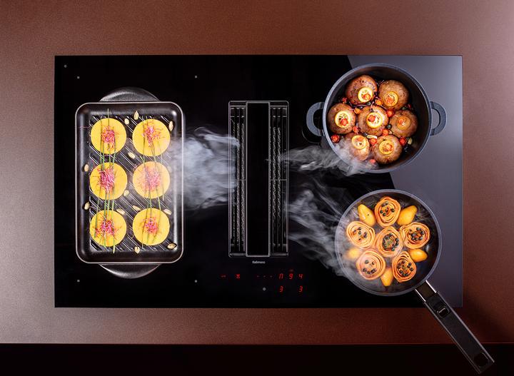 Produktbild Falmec Induktionskochfeld mit Dunstabzug Zero Easy 84 Schwarz (84.40 cm, Glaskeramik Kochfeld)