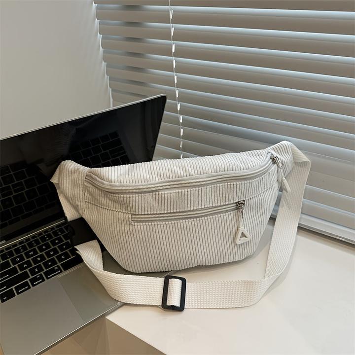 Actual product image Only-Bags.Store Stylische Cordtasche - Lässiger Fashion Sling Rucksack mit verstellbarem Gurt, Reissverschluss und