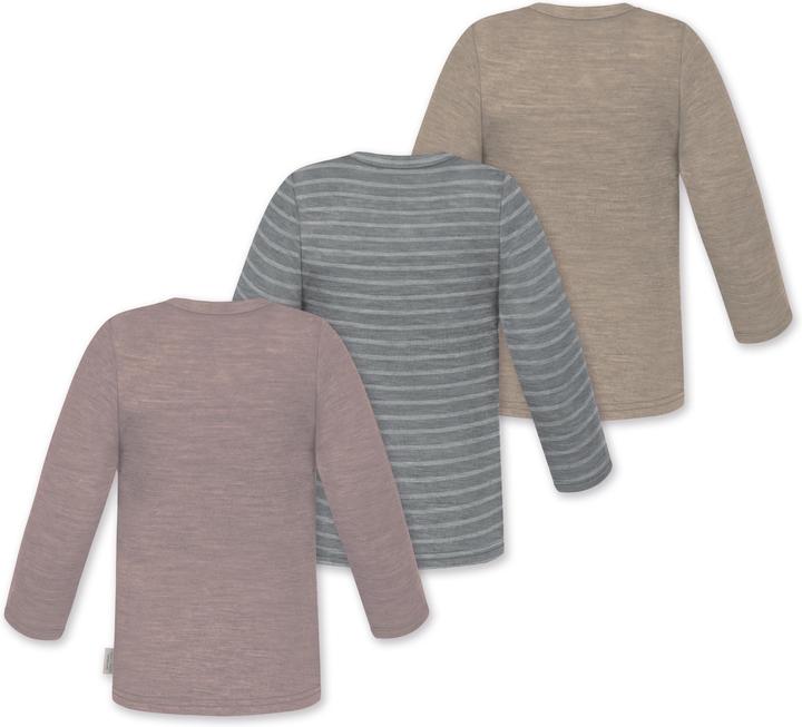 Produktbild Normani 3er Pack Baby Merino Longsleeve „Taupo" - 9475 (86)