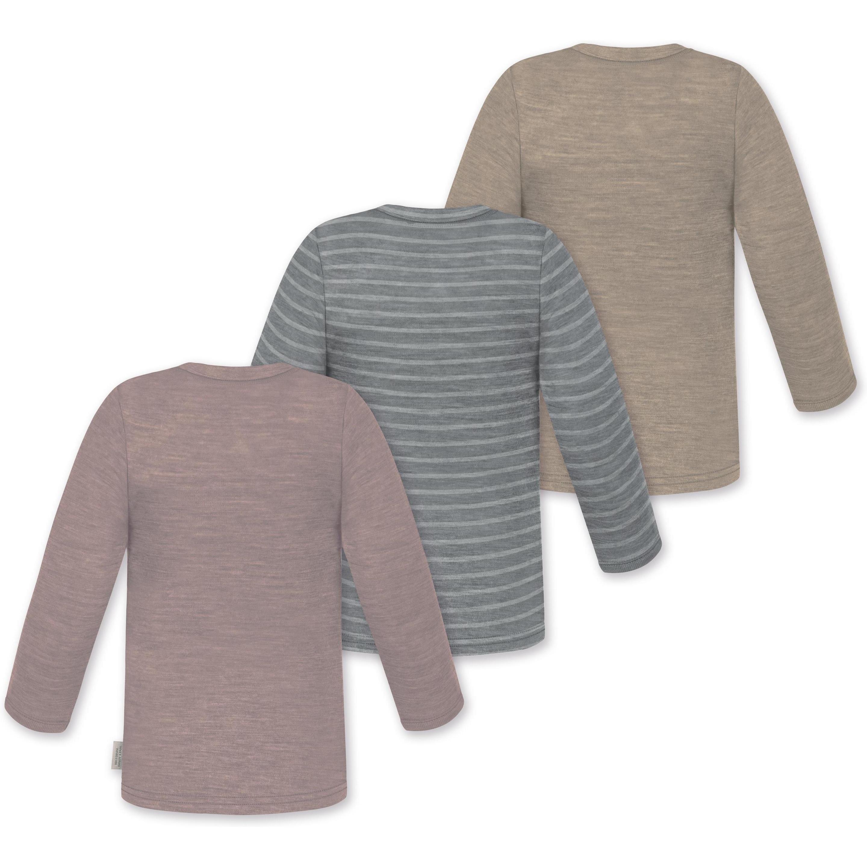 Thumbnail - Normani, Herren, Body, 3er Pack Baby Merino Longsleeve „Taupo" - 9475, Beige, (110)