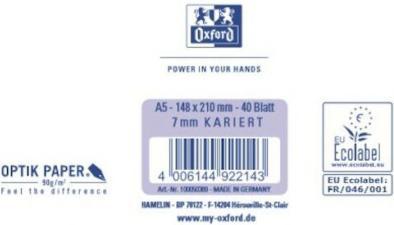 Actual product image Oxford School Block (A5, Checked, Hardcover)