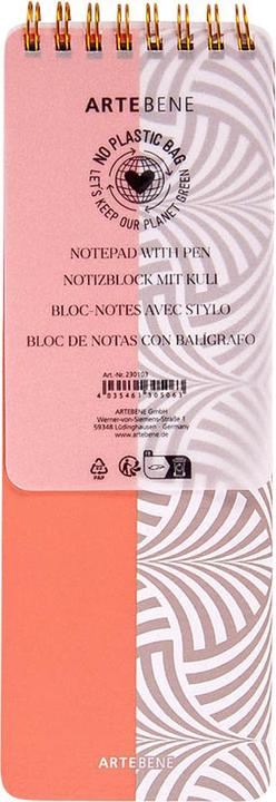 Produktbild Artebene Notizblock mit Kugelschreiber - Grafisch (7.5 x 21.5 cm)