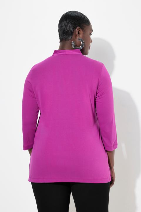 Immagine prodotto Ulla Popken Maglia dal taglio svasato in cotone Pima con scollo montante e maniche a 3/4 (56)