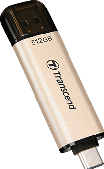 Actual product image Transcend JetFlash 930C USB flash drive 512 GB USB Type-A / USB Type-C 3.2 Gen 1 (3.1 Gen 1) Gold (512 GB, USB-C, USB-A, USB 3.2)