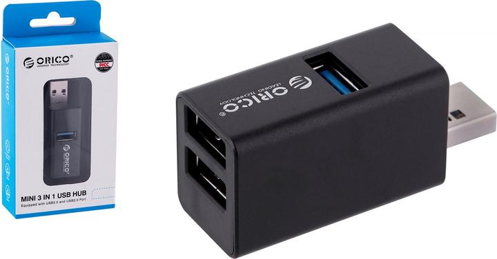 Produktbild Orico HUB USB Mini hub 3x USB-A 2.0 (MINI-U32L-BK-BP) (USB-A, 3 Ports)