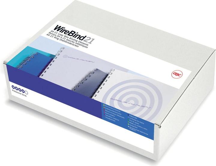 Produktbild GBC Binderücken Draht, 8 mm, 21 Ringe, silber