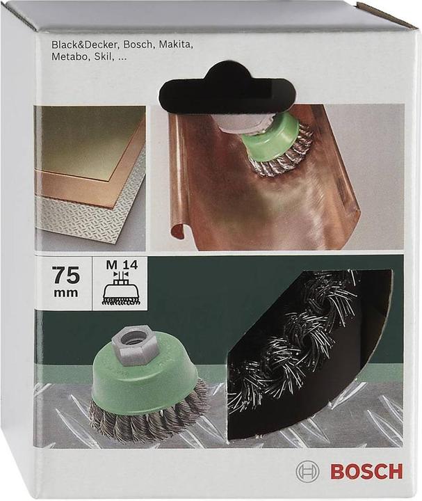 Produktbild Bosch Zubehör Topfbürste für Winkel- und Geradschleifer – Gezopfter Draht, rostfrei, 75 mm
