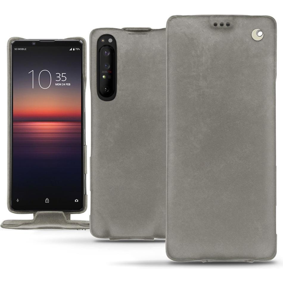 Noreve Lederschutzhülle vertikal (Sony Xperia 1 II), Smartphone Hülle, Grau