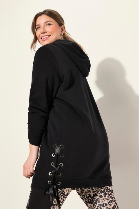 Produktbild Ulla Popken Long-Hoodie, Satinbänder, Kapuze, Langarm (50, 52)