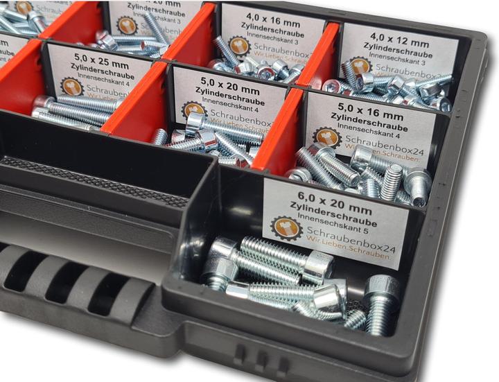 Actual product image Schraubenbox24 Cylinder head screws assortment M4-M5-M6 // 12mm-30mm 210 pcs. Screw box (210 Screws per piece)