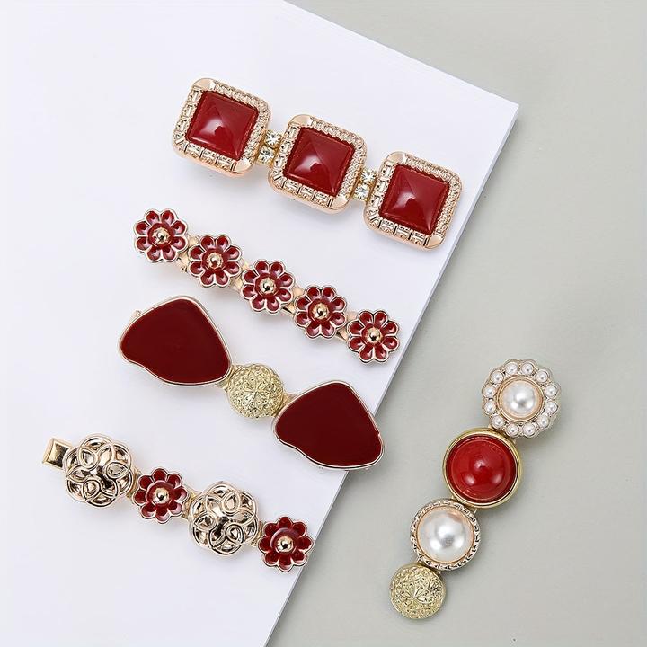 Actual product image Activity Board 5pcs Elegante Haar Seite Clips Faux Perle Dekorative Haar Pony Clips Strass Pony Clips Trendy (5 pcs.)