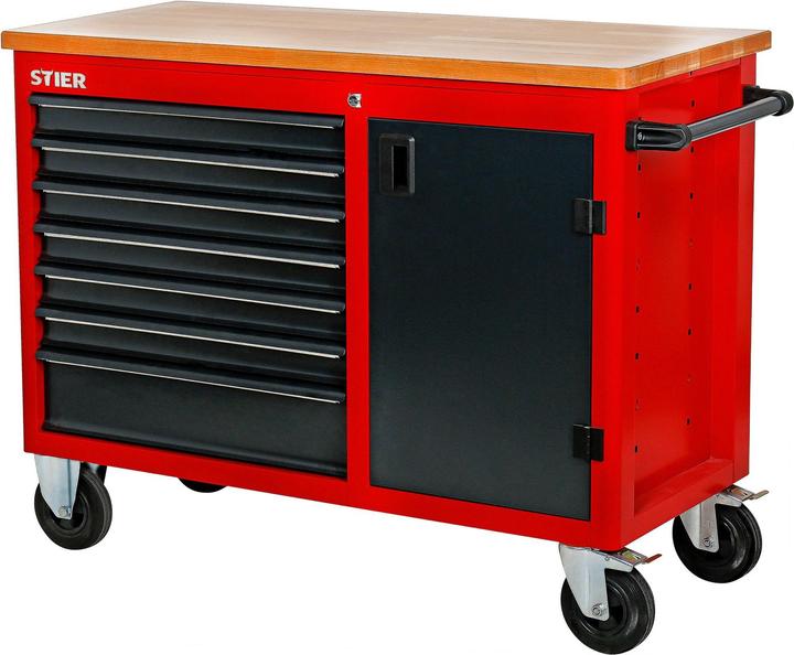 Image du produit Stier Etabli mobile à 7 tiroirs et 1 porte (112 cm, 112 cm)
